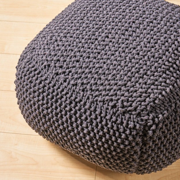 Hollis Knitted Cotton Square Pouf Christopher Knight Home