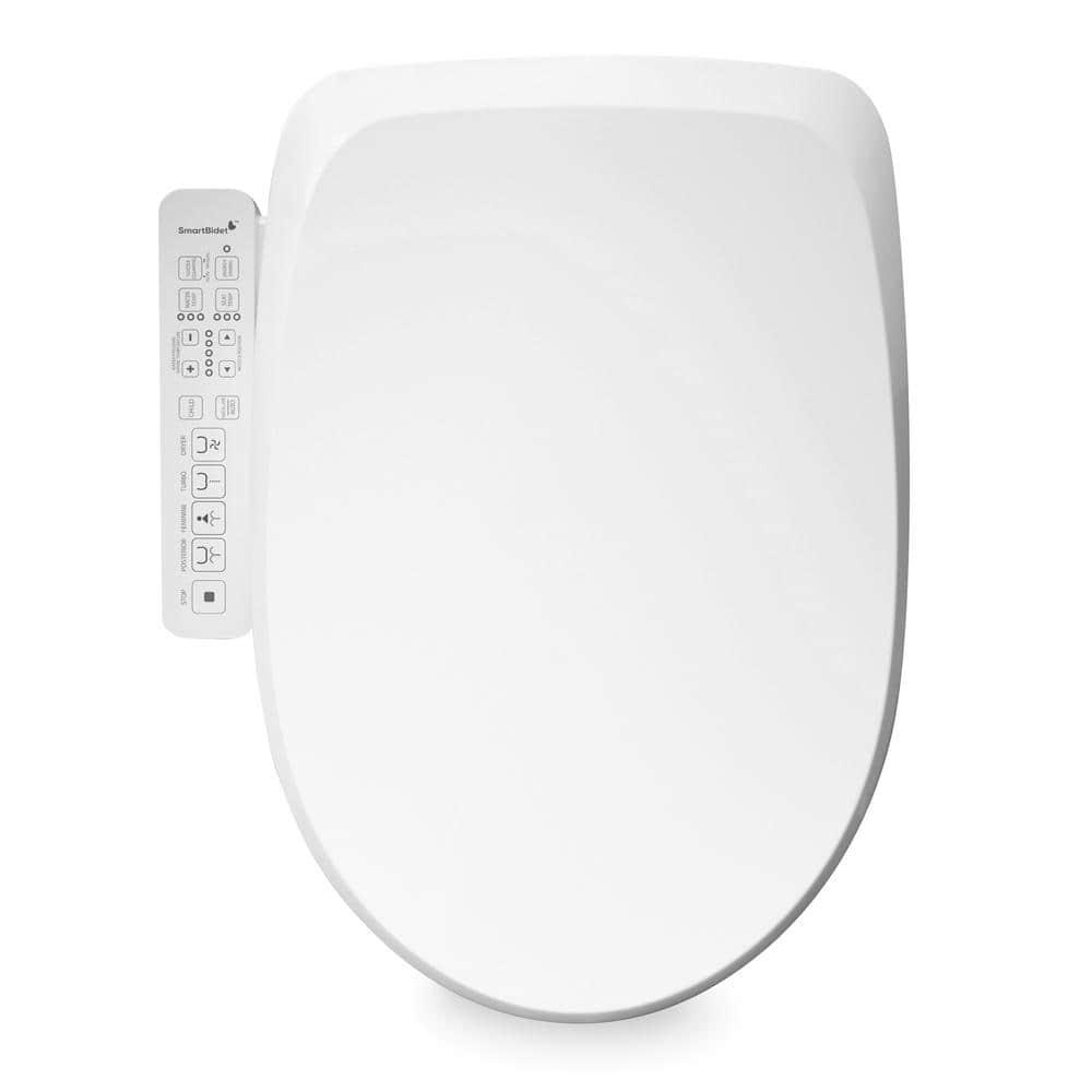 SmartBidet Electric Bidet Seat for Elongated Toilets with Unlimited Warm Water Touch Control Panel Turbo Wash in White