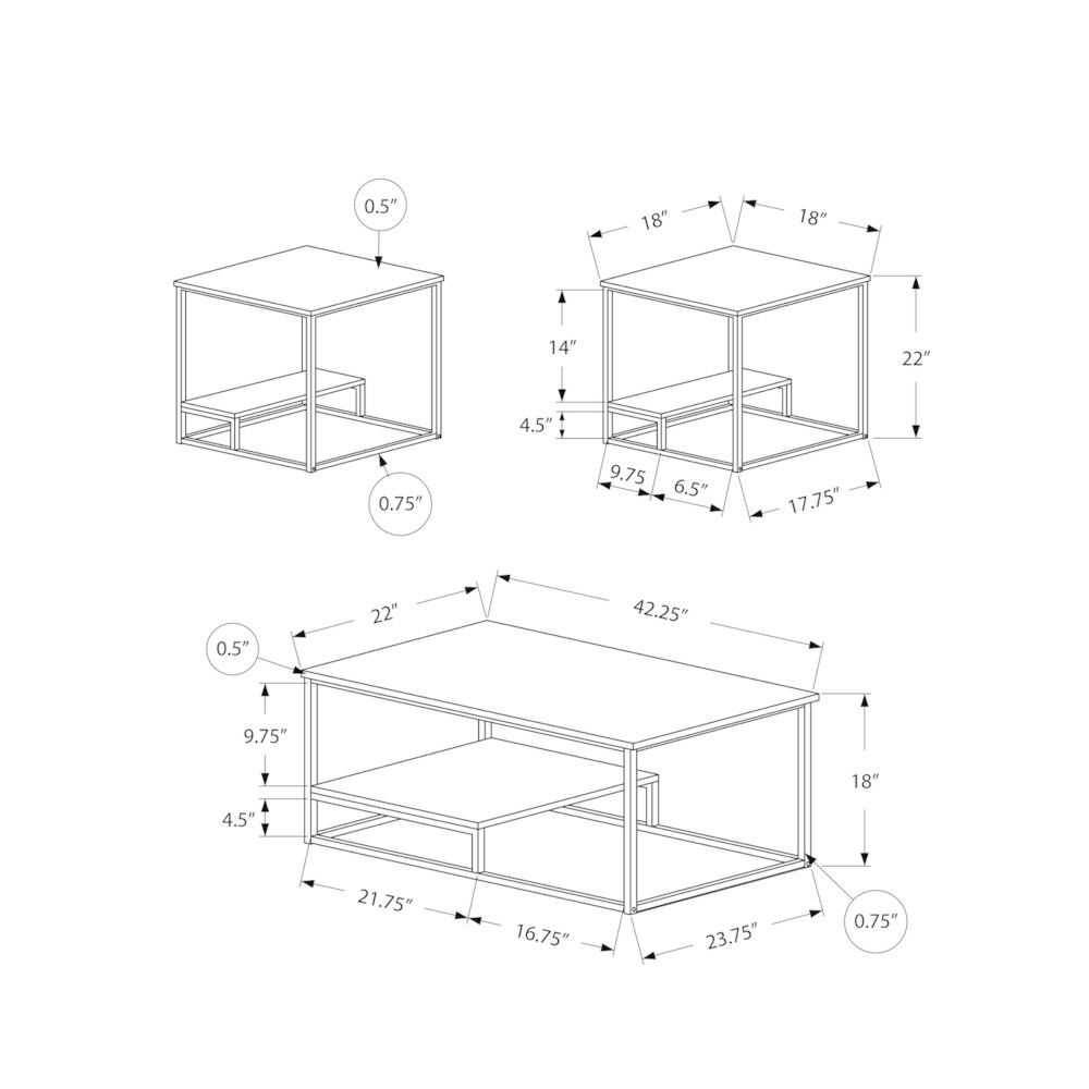 Table Set   3Pcs Set