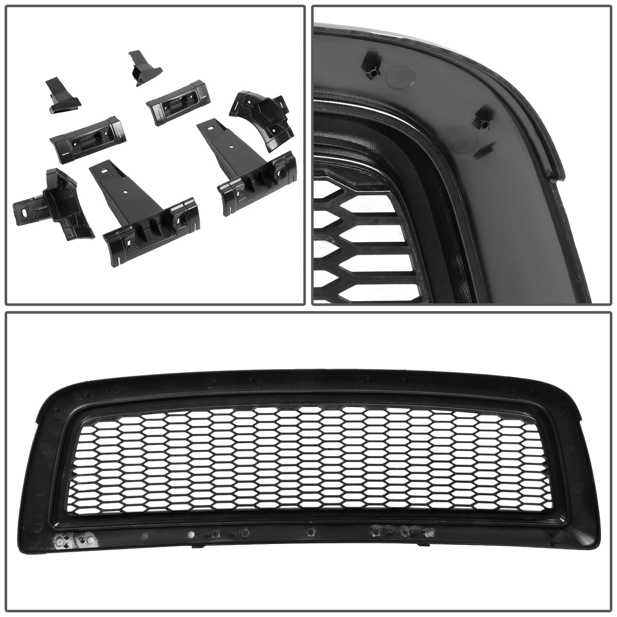 DNA Motoring GRF-OH-008-T2 For 2009 to 2012 Dodge Ram 1500 Primered Badgeless Honeycomb Mesh Style Front Bumper Grille 10 11