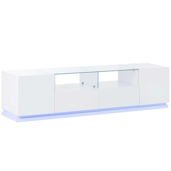 Modern High Gloss TV Stand with Tempered Glass