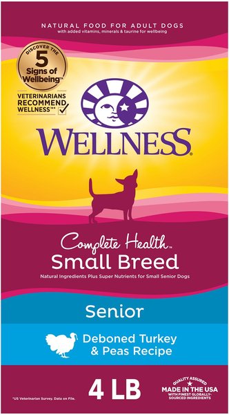 Wellness Small Breed Complete Health Senior Deboned Turkey and Peas Recipe Dry Dog Food