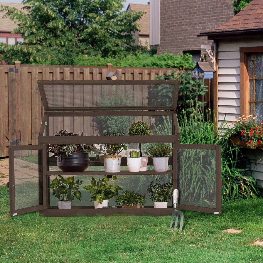 MCombo 2 Tier Cold Frame Greenhouse  Solid Wood 0160