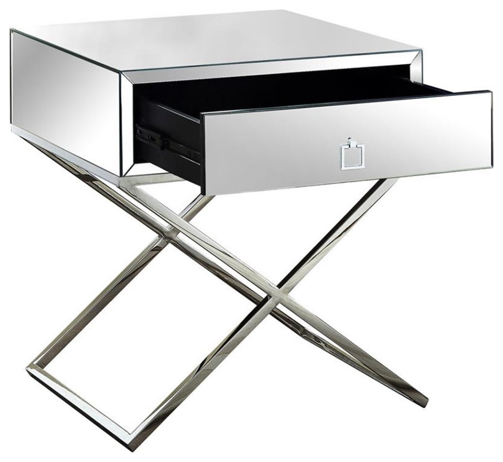 Home Square Lynn Side Table in Mirrored and Chrome   Set of 2   Contemporary   Side Tables And End Tables   by Homesquare  Houzz