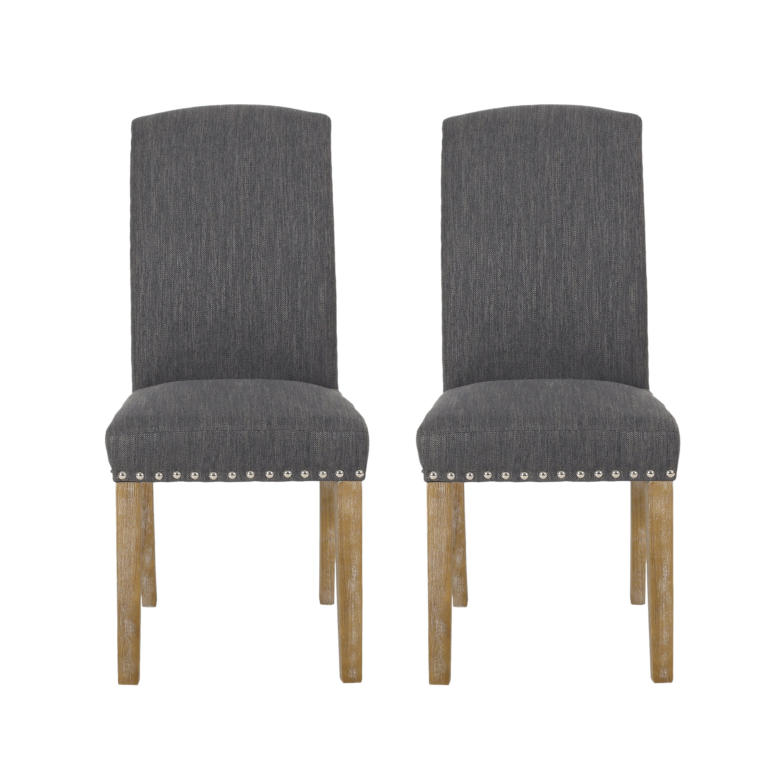 Depue Contemporary Fabric Dining Chair with Nailhead Trim, Set of 2