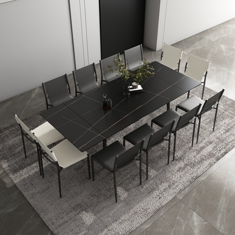 62.9'' to 94.4'' Extendable Dining Tables for 4 to 8   New sintered Stone Material Rectangle Dining Table