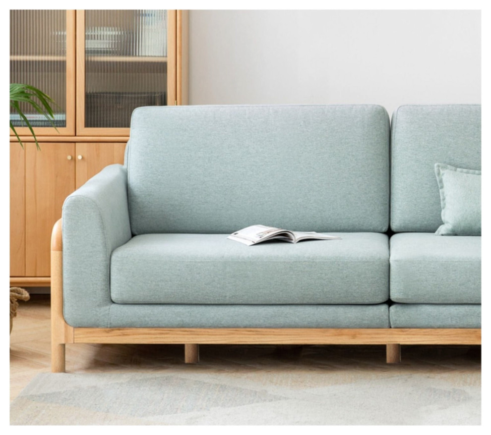 Oak Solid Wood Fabric Sofa Modern   Midcentury   Sofas   by GVAwood  Houzz