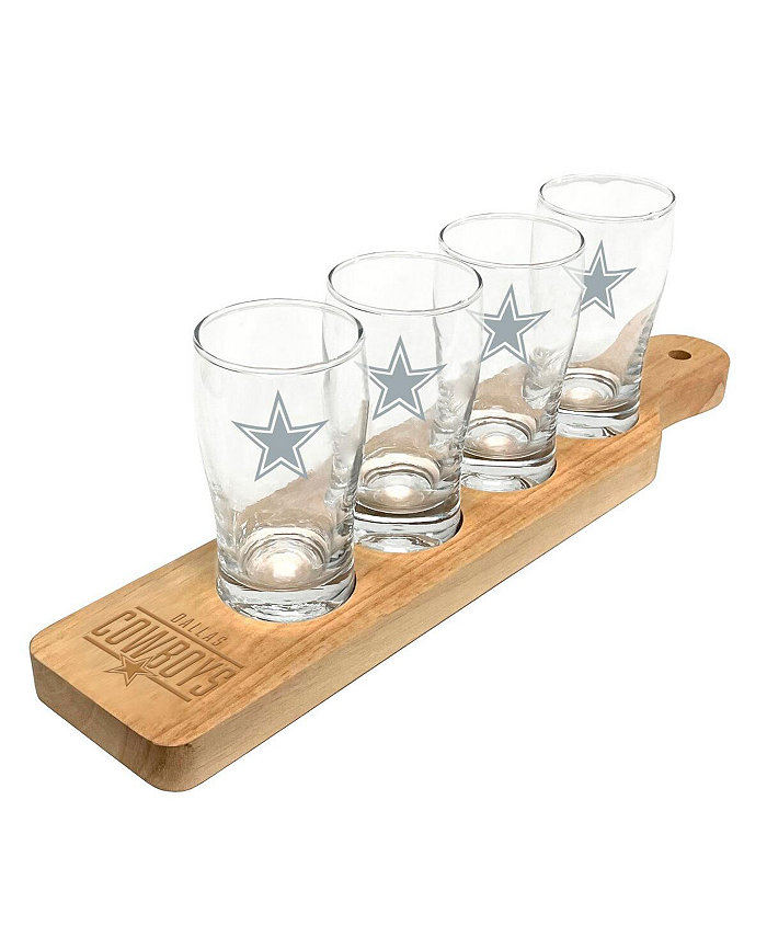 Logo Brands Dallas Cowboys Four-Pack Beer Flight Glass Set