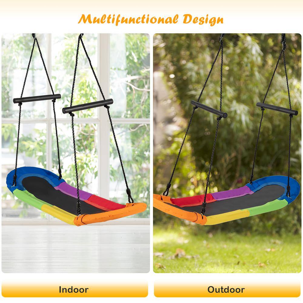 Costway Colorful Tree Swing Adjustable Oval Platform Set with Chain OP70325CL