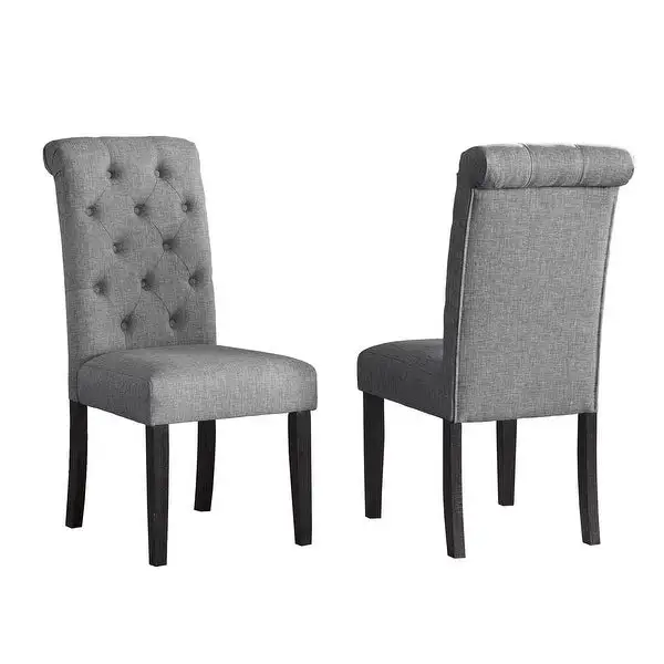 Leviton Solid Wood Tufted Asons Dining Chair (Set of 2), Blue