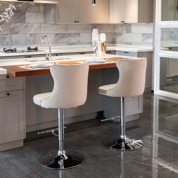 Modern Swivel Velvet Barstools Adjusatble Seat Height