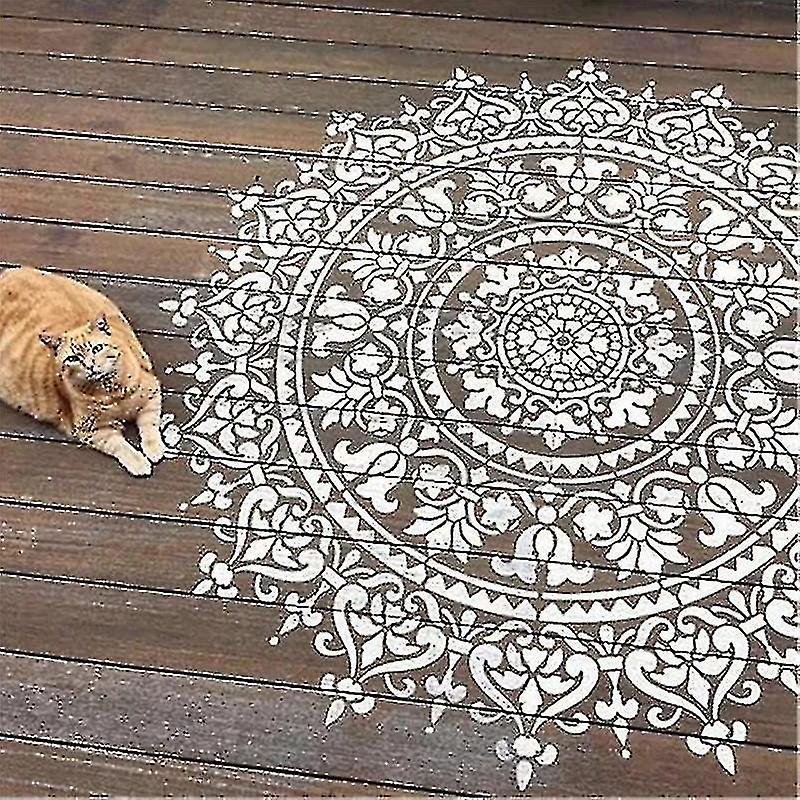 Mandala Auxiliary Painting Template Large Reusable Stencil For Floor Wall Tile Fabric Furniture