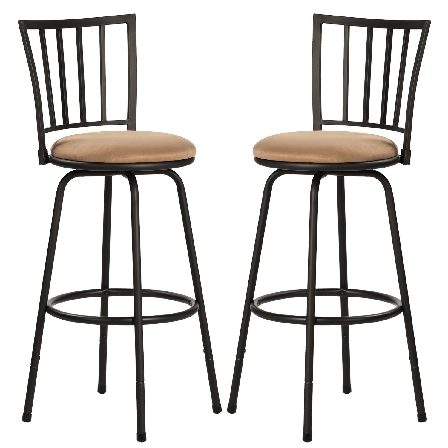 Bar Stools Adjustable Height Swivel Seat， Straight Backrest， Set of 2