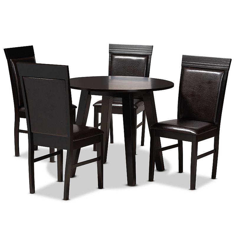 Baxton Studio Miya Dark Brown 5-Piece Dining Set