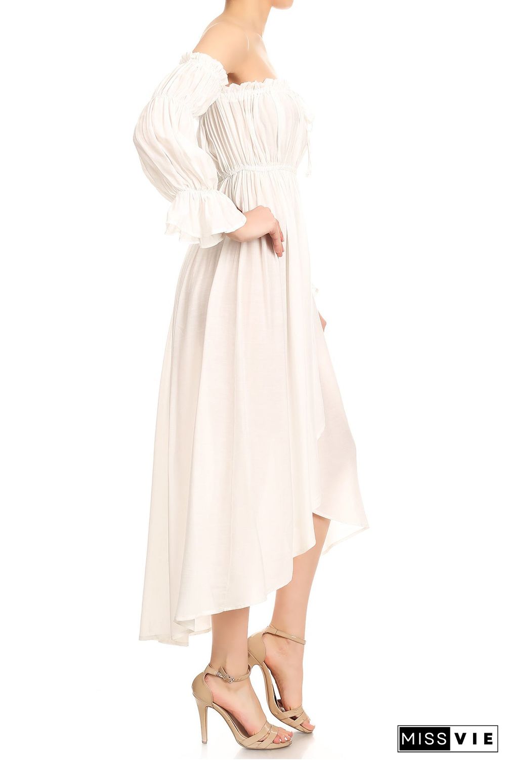 Casual Boho Long Sleeve Off Shoulder Renaissance Dress