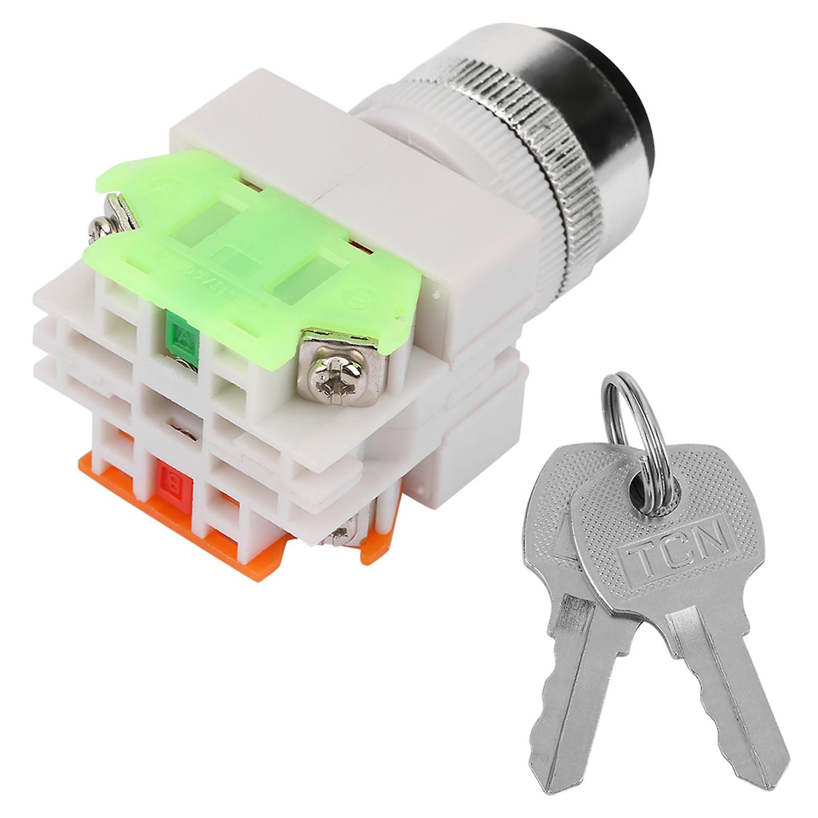 2 Position Key Operated Rotary Switch 2 Keys 22mm Mount Lay37-11y/21