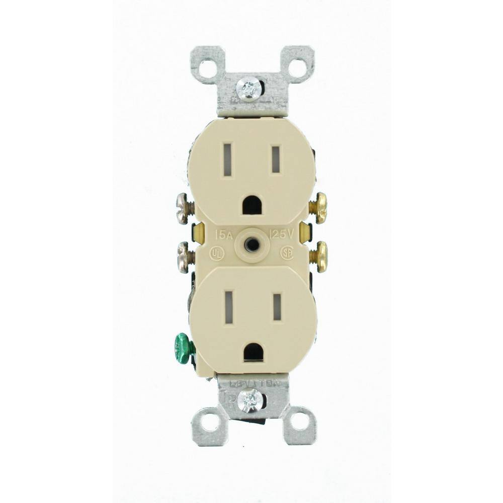 Leviton 15 Amp Tamper Resistant Duplex Outlet Ivory T5320-I