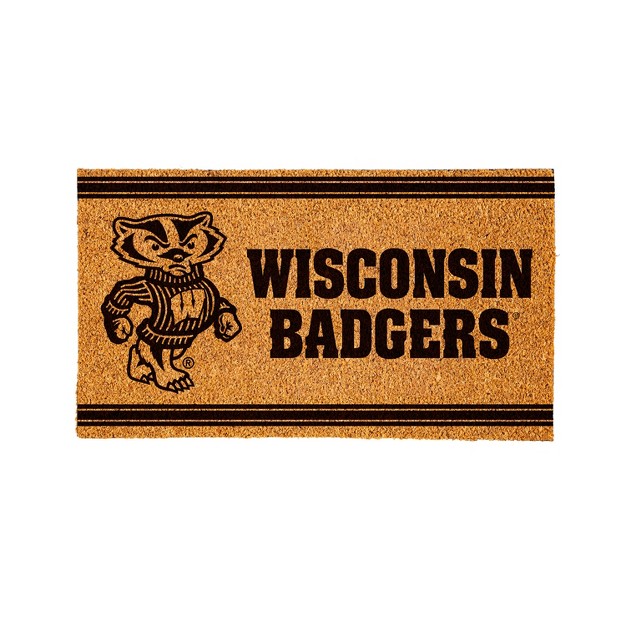 Evergreen University Of Wisconsin madison Logo Natural Coir 28 X 16 Inches Indoor Outdoor Doormat