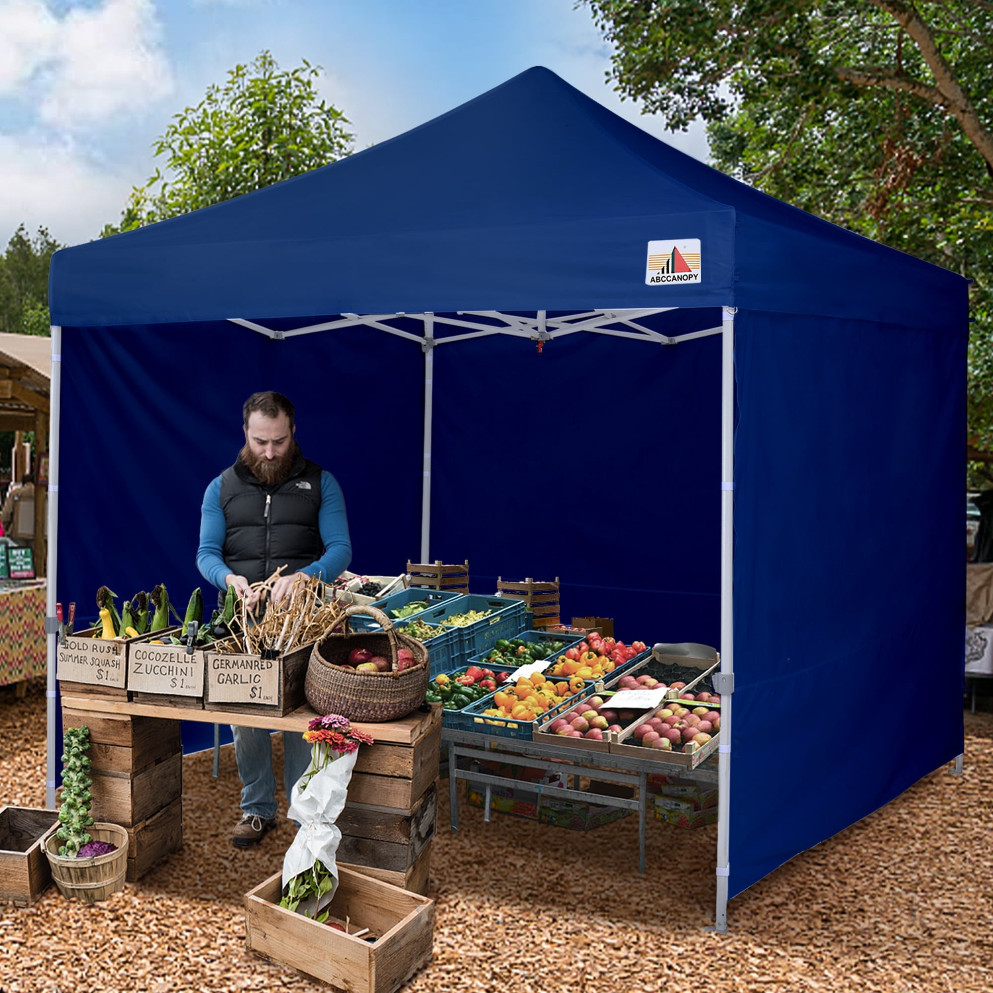 ABCCANOPY 10 ft x 10 ft Metal Pop-Up Commercial Canopy Tent with walls, Navy Blue