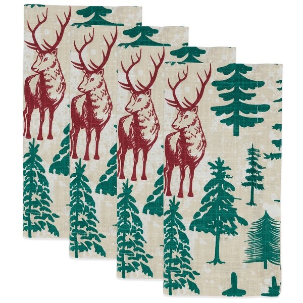 Deer and Trees Holiday Table Napkins (Set of 4)