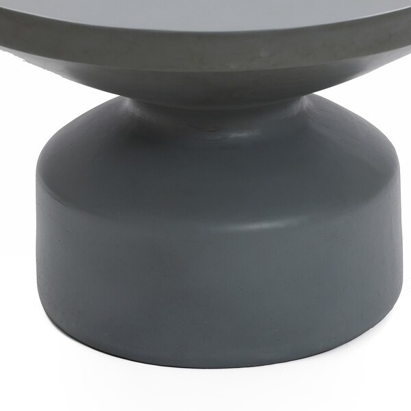 Grey MgO Round Coffee Table，Indoors and Outdoors