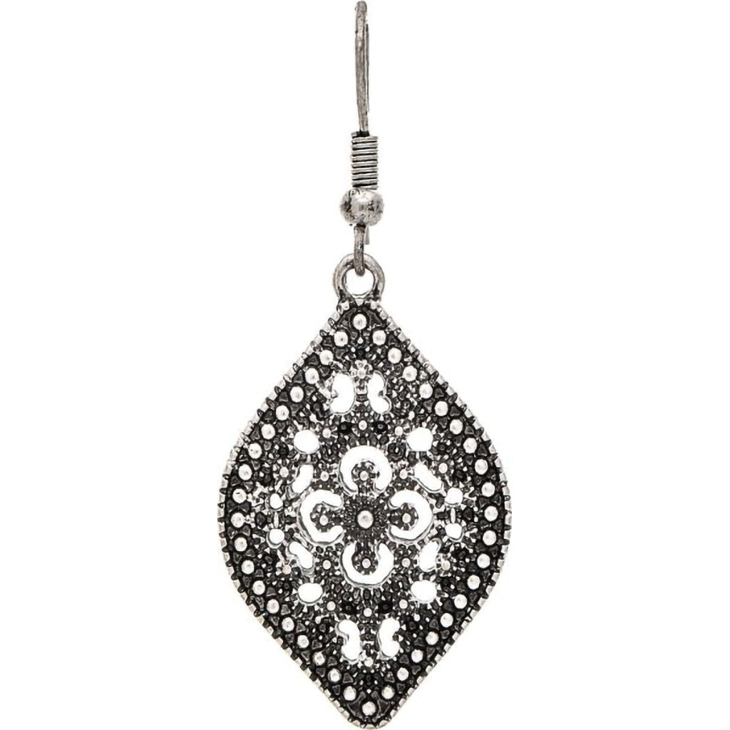 Rain  Silver Marcasite Filigree Ellipse Earrings