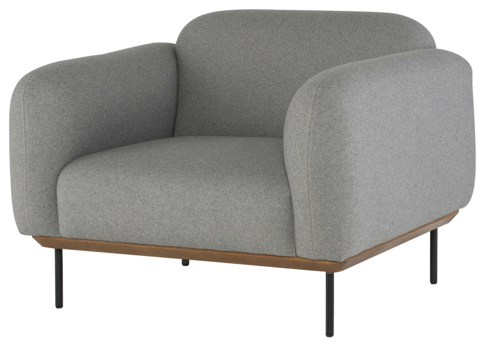 Benson Light Grey Fabric Single Seat Sofa   Midcentury   Armchairs And Accent Chairs   by Kolibri Decor  Houzz