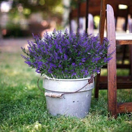 Morttic 24 Bundles Outdoor Artificial Lavender Fake Flowers UV Resistant Shrubs, Faux Plastic Greenery for Indoor Outside Hanging Plants Garden Porch Window Box Home Wedding Farmhouse Decor (Fuchsia)