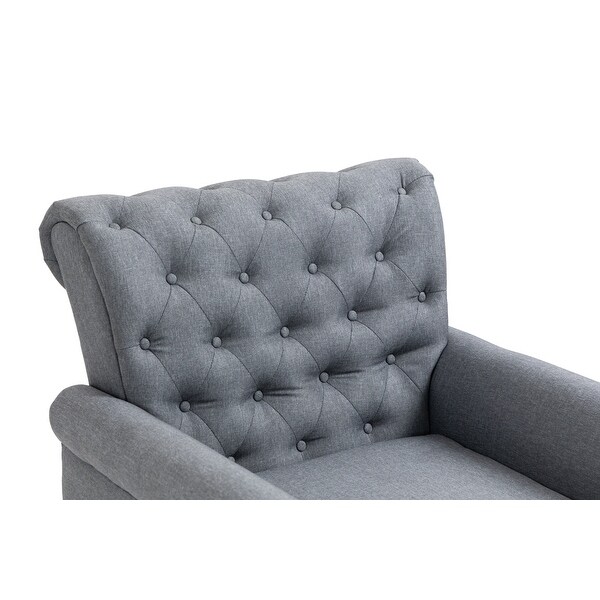 Linen Upholstered Tufted Back Accent Chair