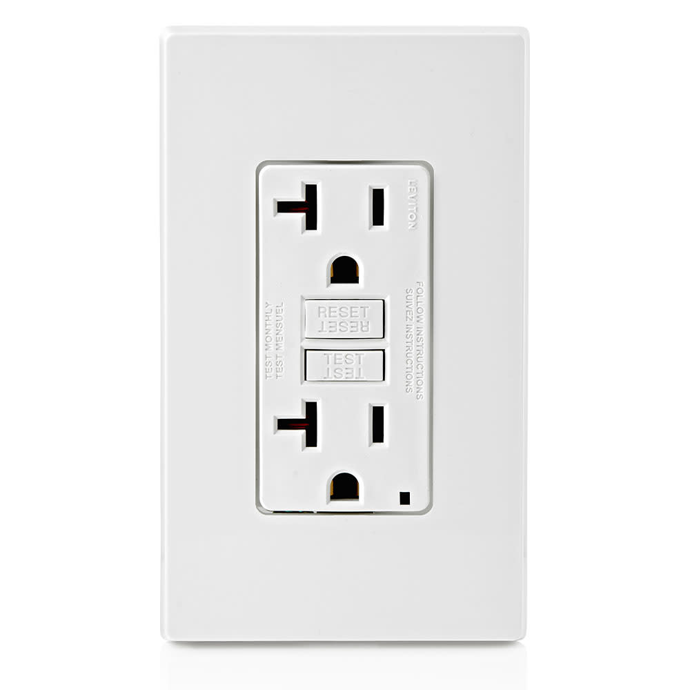 Leviton SmartlockPro GFCI Outlet 20A 125V 5-20R White Duplex