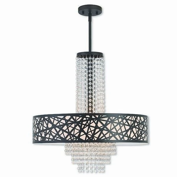 Livex Lighting Allendale Bronze-finished Steel 5-light Indoor Chandelier with Cream Fabric Shade