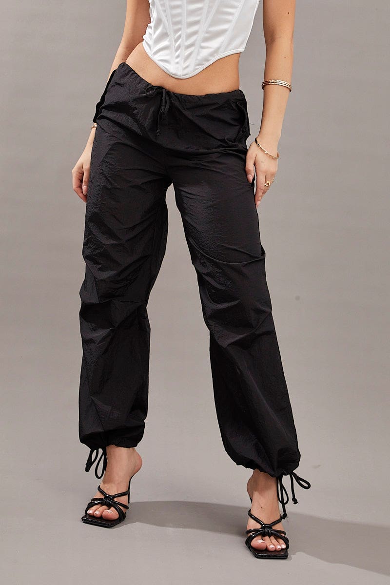 Black Utility Relaxed Pant Low Rise