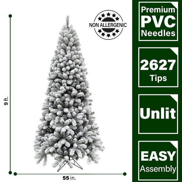 Fraser Hill Farm 9Ft. Flocked Alaskan Pine Christmas Tree