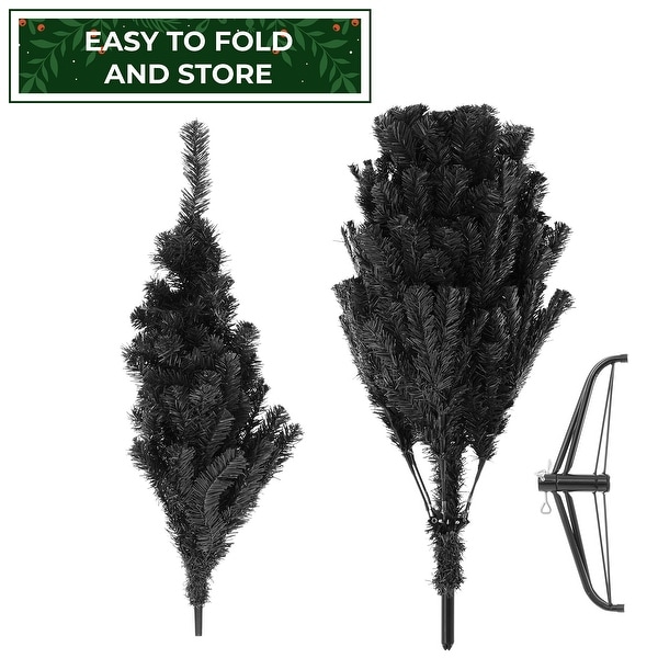 4.5FT Black Spruce Artificial Holiday Christmas Tree with Metal Stand