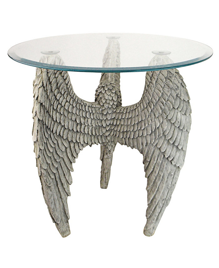 Design Toscano Angel Wings at our Feet Glass-Topped Sculptural Table