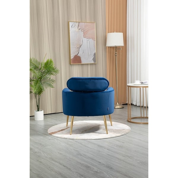 Modern Lounge Accent Chair with Velvet Upholstery， Navy