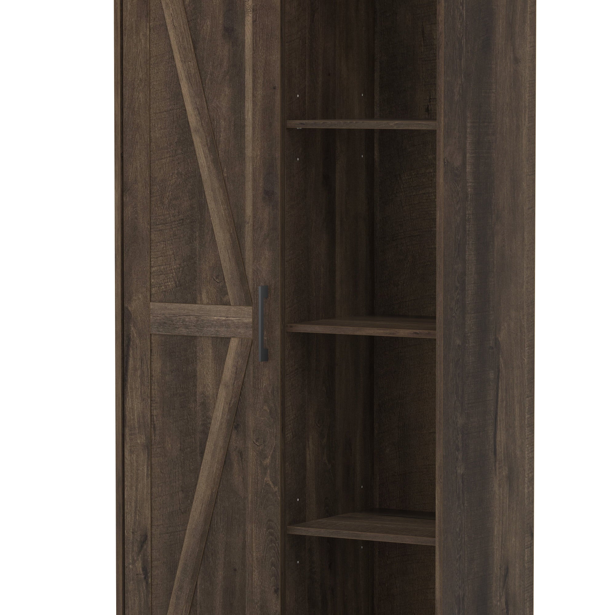 Woven Paths Shelton Wood Kitchen Pantry with 1 Sliding Barn Door， Dusty Oak