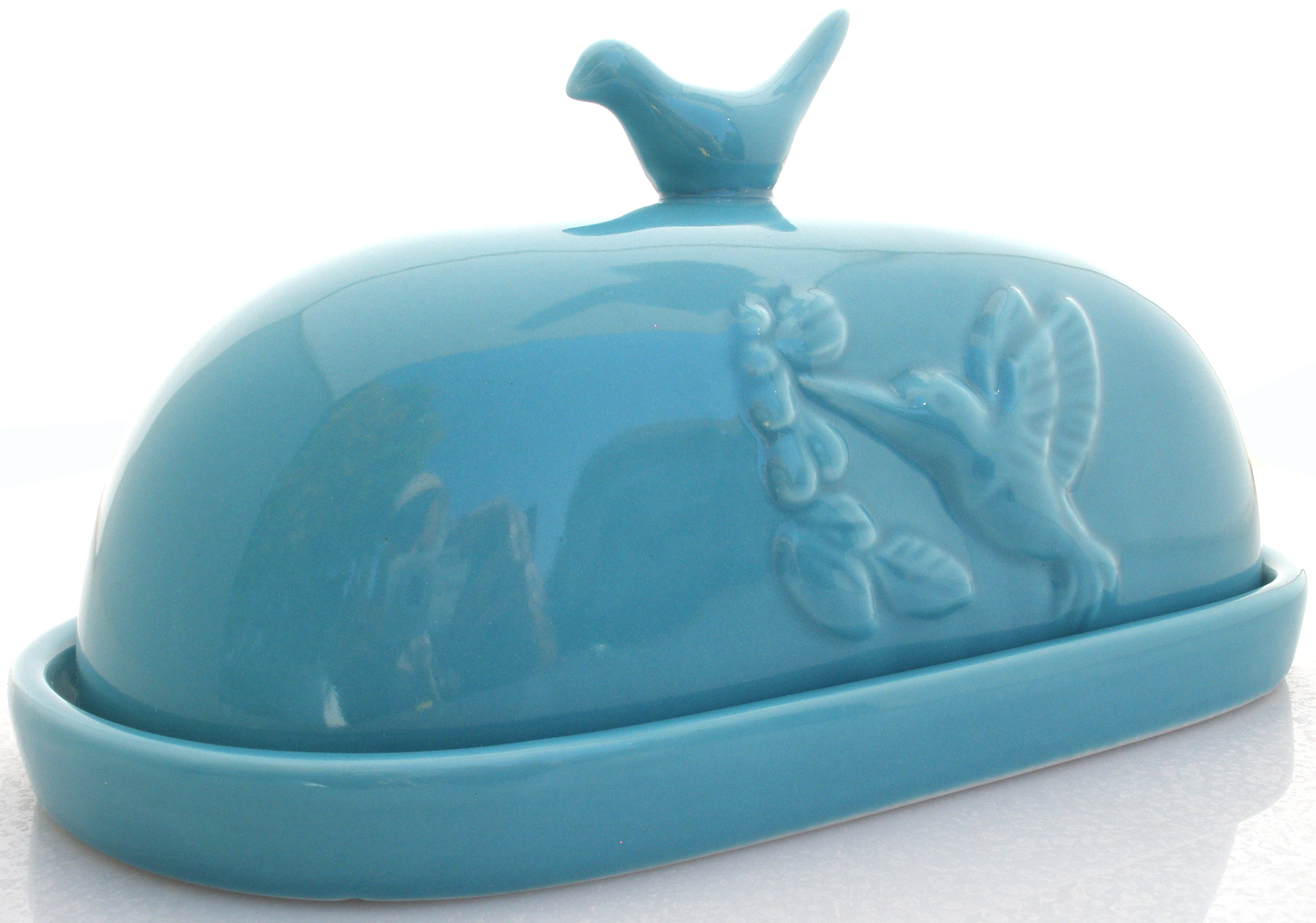 JBK Pottery Hummingbird Butter Dish - Teal