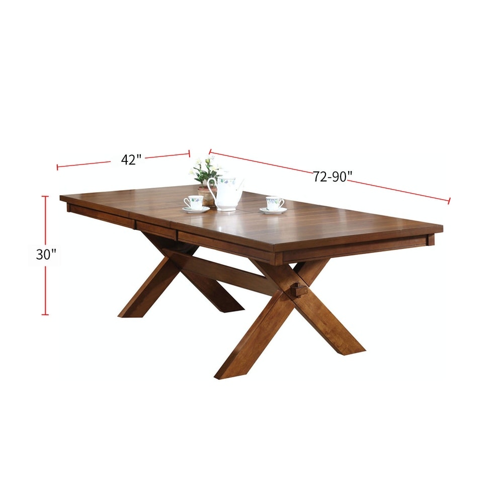 Extendable Wood Dining Table with Leaf in Walnut