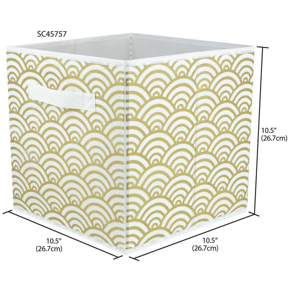 Home Basics 10.5 in. H x 10.5 in. W x 10.5 in. D Gold Fabric Cube Storage Bin HDC51545