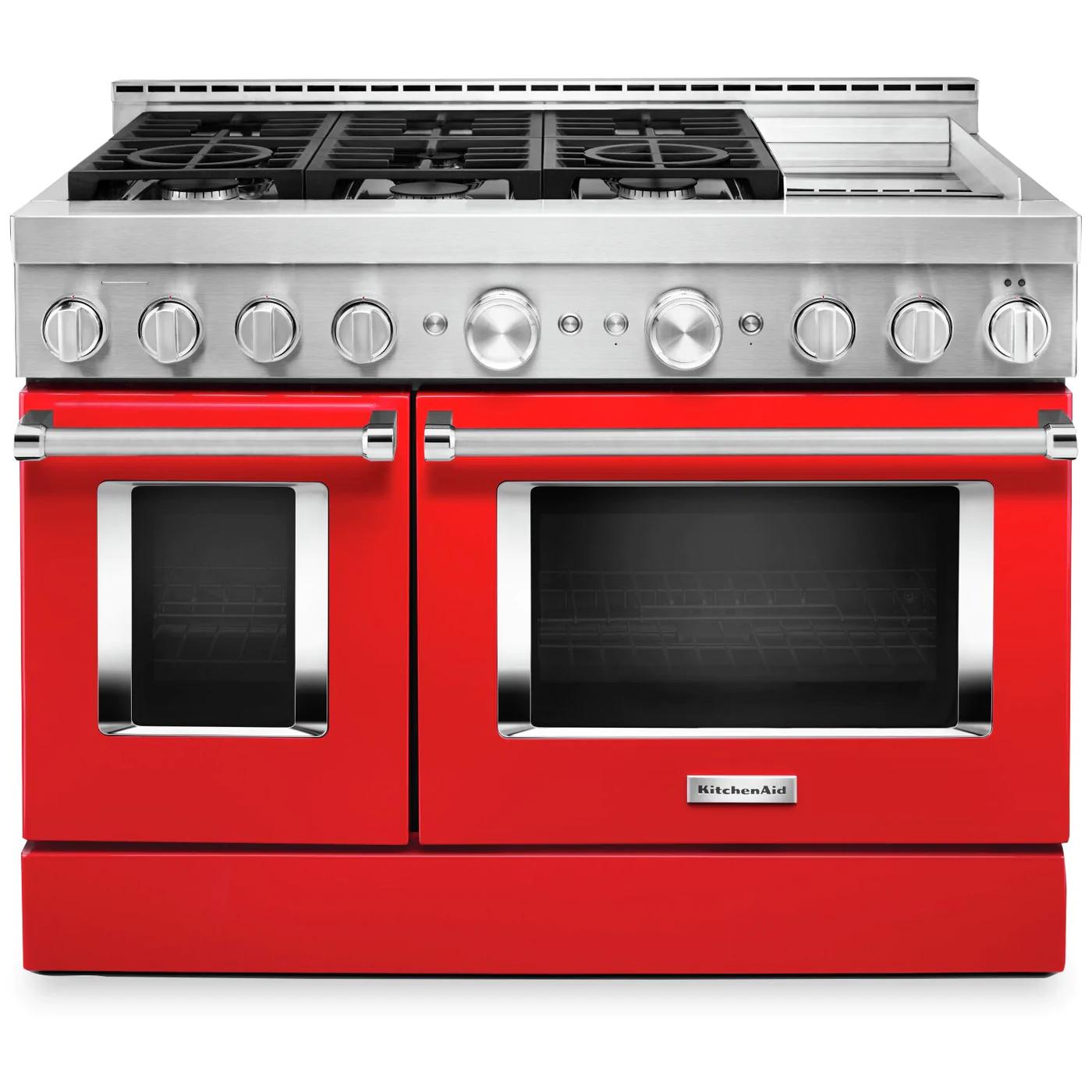 KitchenAid 48-inch Freestanding Dual Fuel Range with Even-Heat? True Convection KFDC558JPA