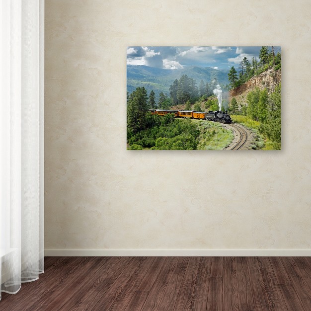 Trademark Fine Art mike Jones Photo x27 the Train From Bridge x27 Canvas Art