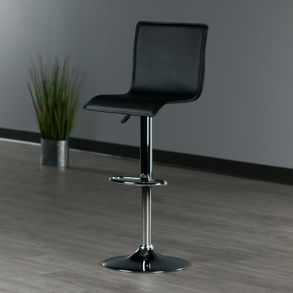 Bar stool，Wood Spectrum High Back Adjustable Swivel Stool， Black and Chrome Finish