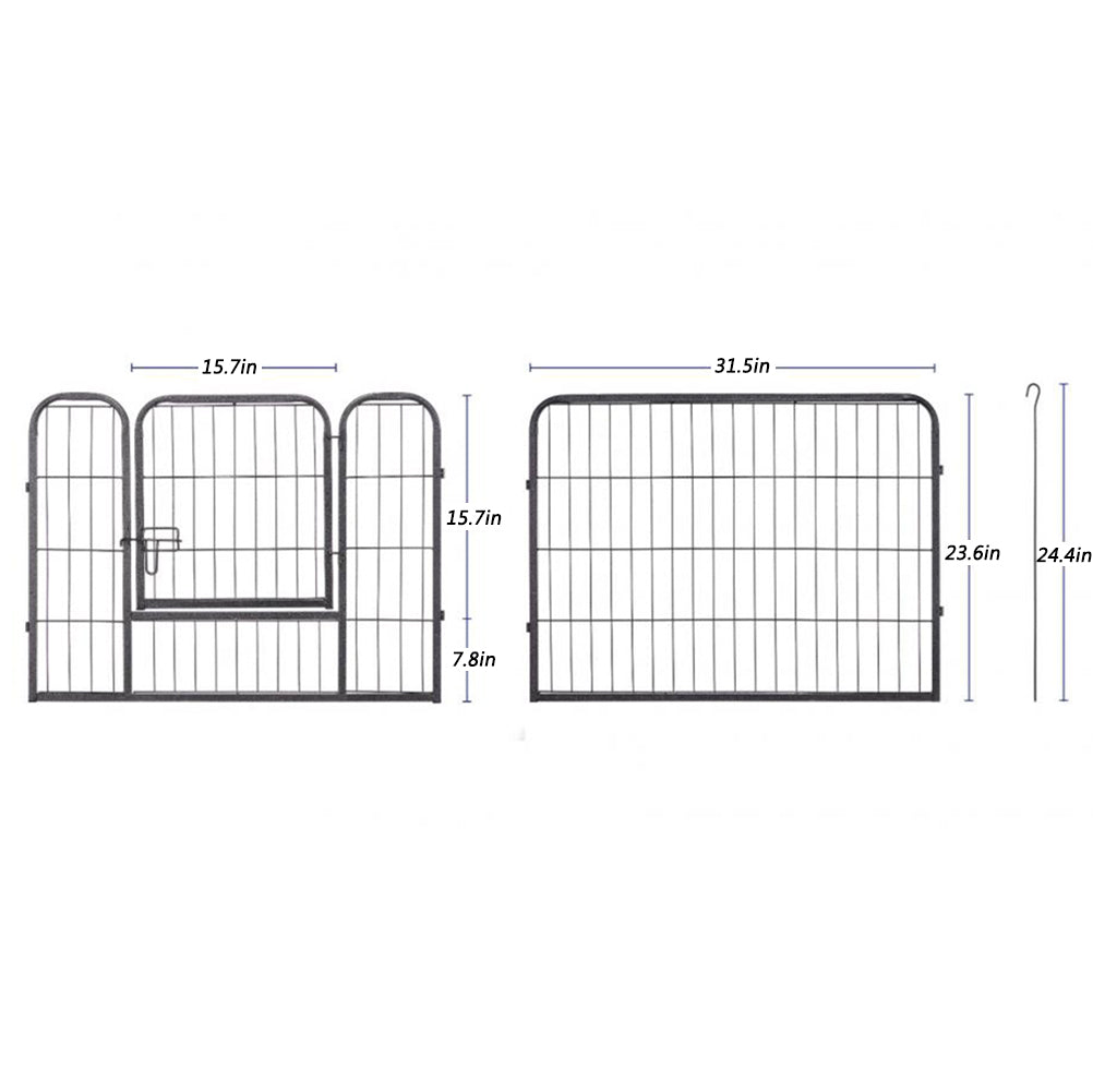 Dog Playpen 8 Panel Foldable Dog Pen Indoor/Outdoor Puppy Pen Pet Playpen for Large Dogs Heavy Duty Metal Exercise Fence for Small Animals with Door for Garden Play Yard 23.6 Black