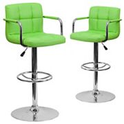 Emma and Oliver Adjustable Bar Stools Set of 2 Counter Height Barstools with Back and Armrest