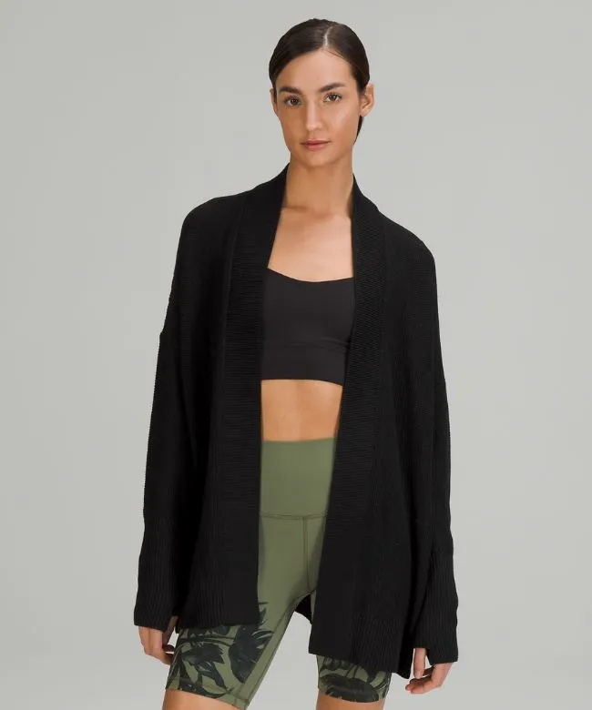 Cashlu Drop-Shoulder Knit Wrap