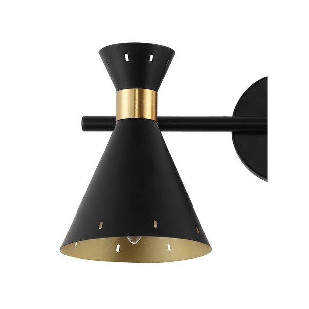 Led 2 light Elroy Iron Retro Contemporary Track Wall Light Black gold Jonathan Y