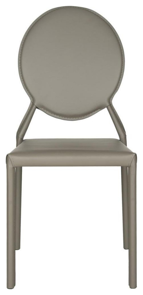 Racey 37 quotRound Back Leather Side Chair  Gray   Contemporary   Dining Chairs   by Rustic Home Furniture Deco  Houzz