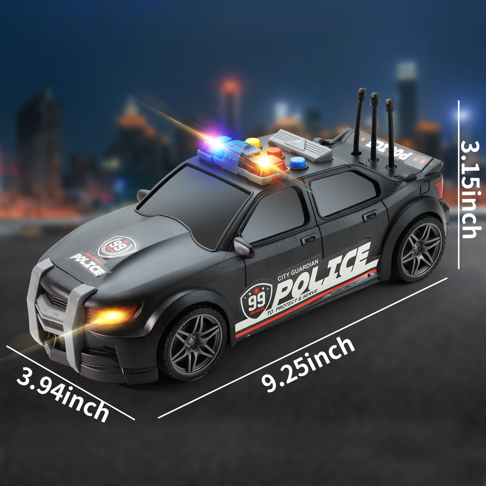 NETNEW 1:16 Police Car Toys for Boys 3-6 Years Plastic Pursuit Rescue Vehicle with Sound and Light for Kids Toddlers