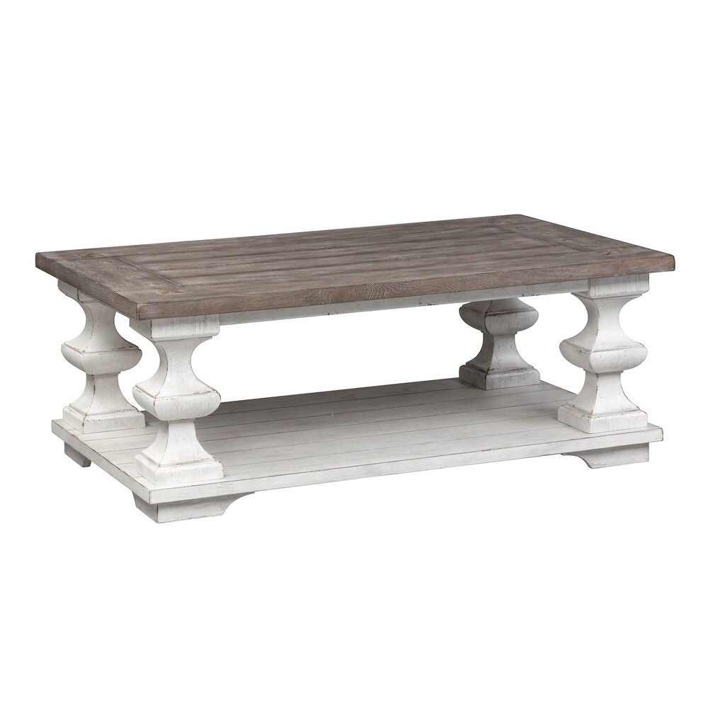 Sedona Heavy Distressed White with Gravel Cocktail Table